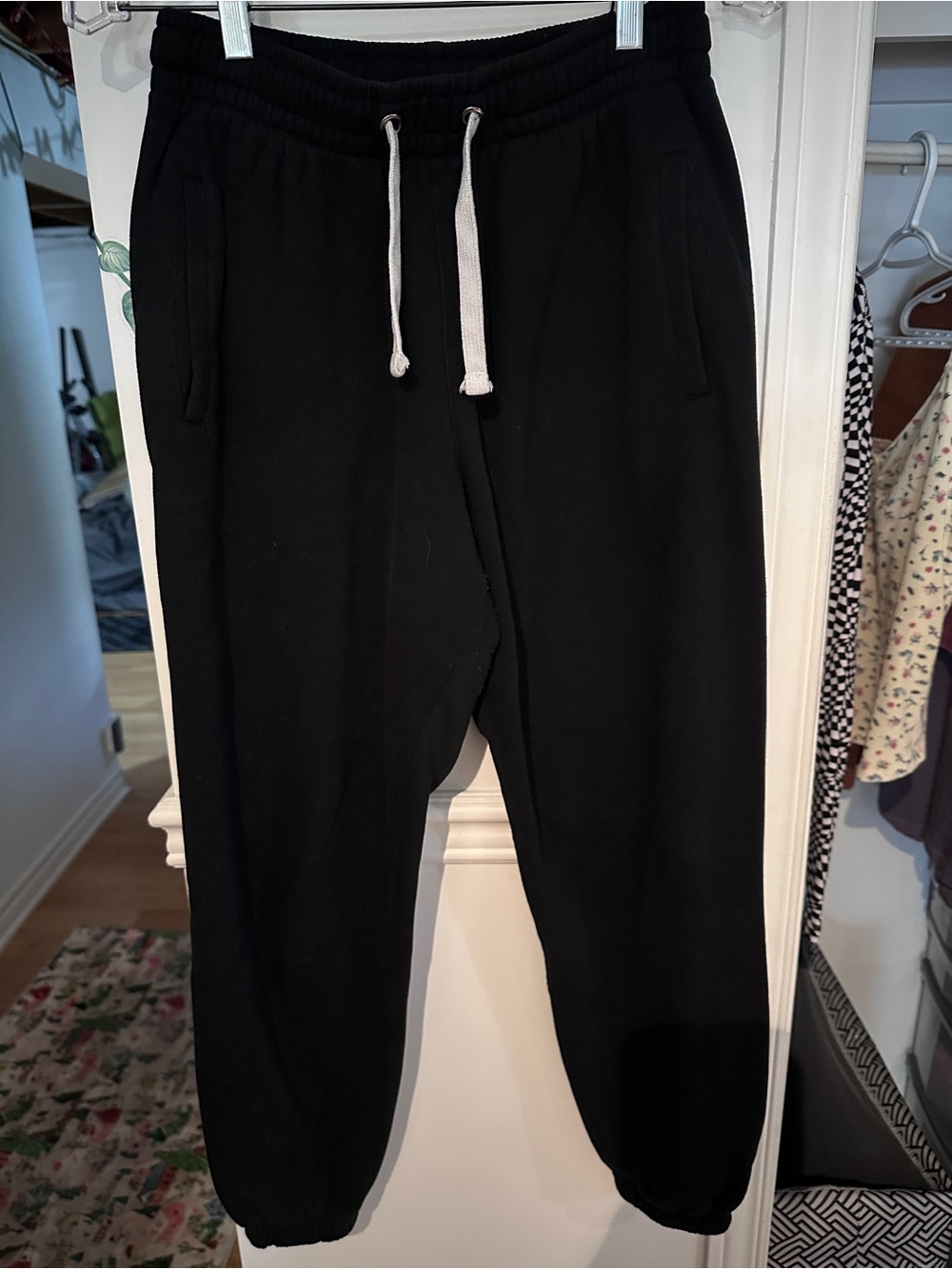 Streetwear Society Black Drawstring Joggers with White Ties
